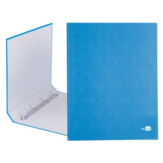 Carpeta de 4 anillas 25mm mixtas liderpapel folio carton forrado paper coat celeste