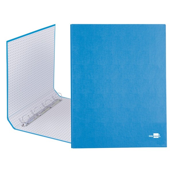Carpeta de 4 anillas 25mm mixtas liderpapel folio carton forrado paper coat celeste