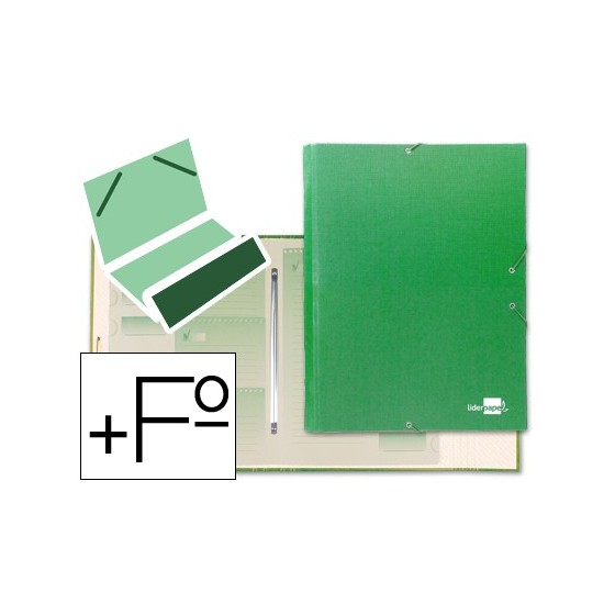 Carpeta clasificadora liderpapel 12 departamentos folio prolongado carton forrado verde claro