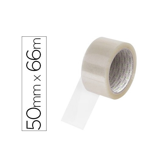 Cinta adhesiva q-connect polipropileno transparente 66 mt x 50 mm para embalaje