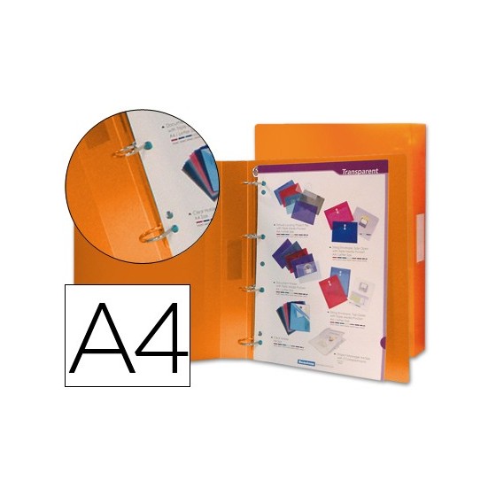 Carpeta liderpapel 4 anillas 25 mm mixtas 43431 polipropileno din a4 naranja serie frosty