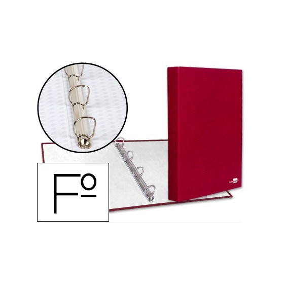 Carpeta de 4 anillas 25mm mixtas liderpapel folio carton forrado paper coat roja