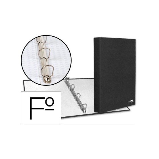 Carpeta de 4 anillas 25mm mixtas liderpapel folio carton forrado paper coat negra