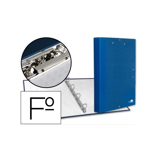 Carpeta de 4 anillas 25mm redondas liderpapel folio carton forrado paper coat azul con miniclip y solapas