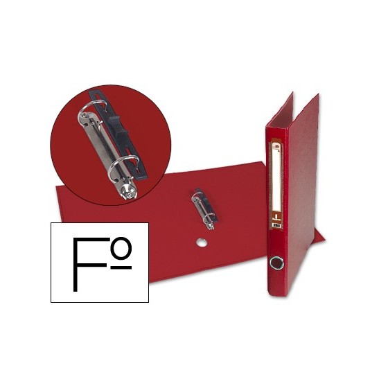 Carpeta de 2 anillas 25mm mixt as liderpapel folio forrado papercoat con ollao y tarjetero compresor plastico rojo