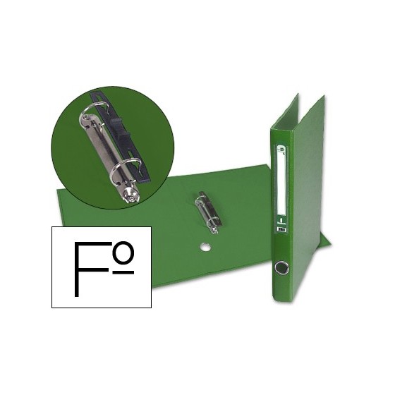 Carpeta de 2 anillas 25mm mixt as liderpapel folio forrado papercoat con ollao y tarjetero compresor plastico verde