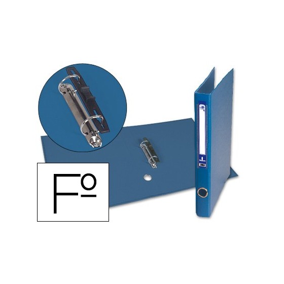 Carpeta de 2 anillas 25mm mixt as liderpapel folio forrado papercoat con ollao y tarjetero compresor plastico azul