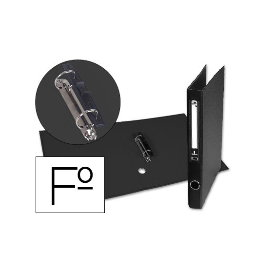Carpeta de 2 anillas 25mm mixt as liderpapel folio forrado papercoat con ollao y tarjetero compresor plastico negro