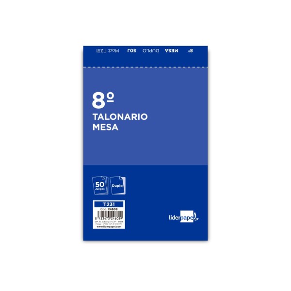 Talonario liderpapel camarero 8º original y copia t231 papel autocopiante