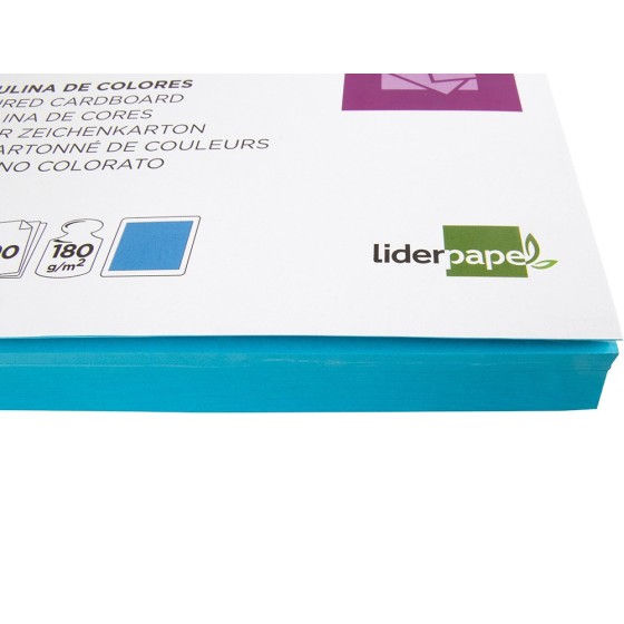 Cartulina liderpapel a4 180g/m2 azul paquete de 100 hojas