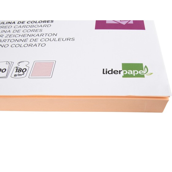 Cartulina liderpapel a4 180g/m2 salmon paquete de 100 hojas