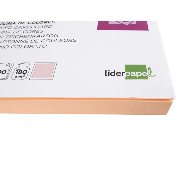 Cartulina liderpapel a4 180g/m2 salmon paquete de 100 hojas