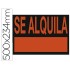 Cartel plastico \"se alquila\" rojo fluorescente -500x234 mm