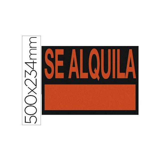 Cartel plastico \"se alquila\" rojo fluorescente -500x234 mm