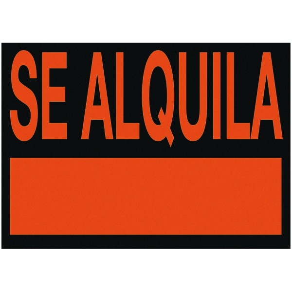 Cartel plastico \"se alquila\" rojo fluorescente -500x234 mm