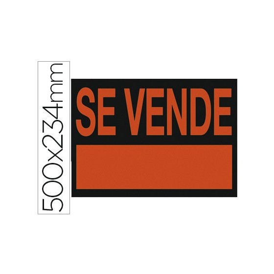 Cartel plastico \"se vende\" rojo fluorescente -500x234 mm