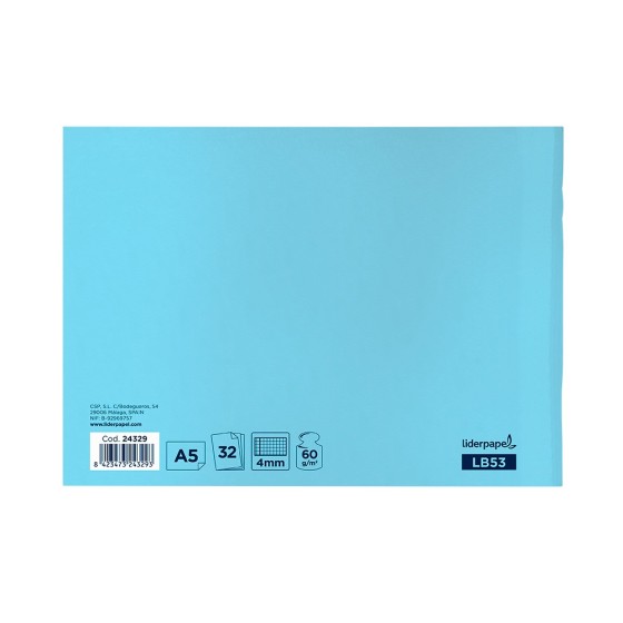 Libreta liderpapel smart a5 apaisado 32h 60g/m2 cuadro 4mmcon margen