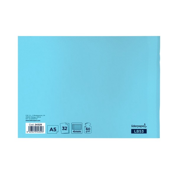 Libreta liderpapel smart a5 apaisado 32h 60g/m2 cuadro 4mmcon margen