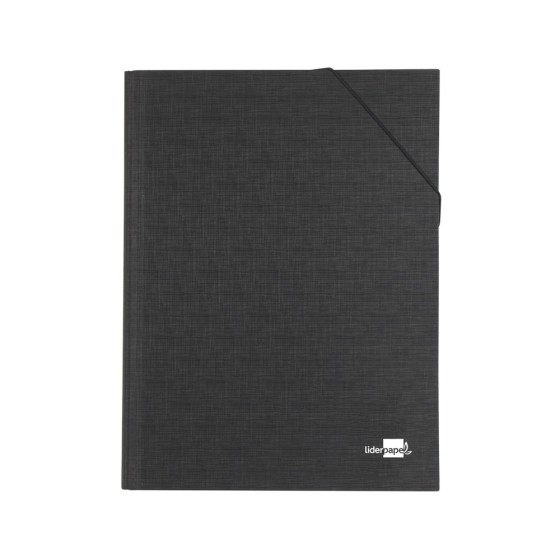 Carpeta clasificadora liderpapel 12 departamentos folio prolongado carton forrado negra fuelle