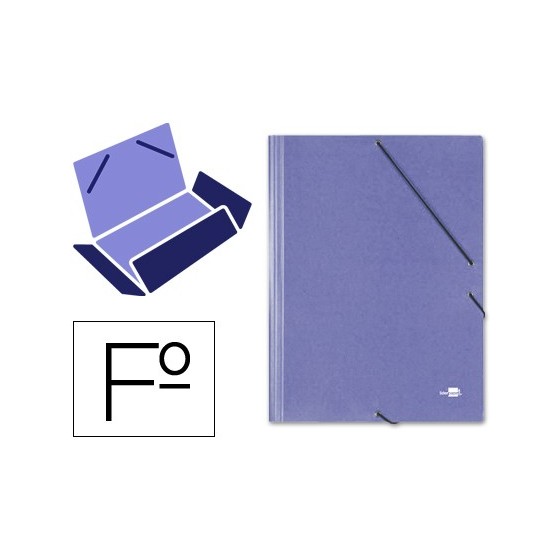 Carpeta liderpapel gomas folio 3 solapas carton simil prespan azul