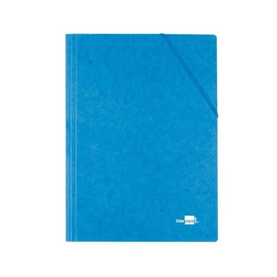 Carpeta liderpapel gomas folio 3 solapas carton simil prespan azul