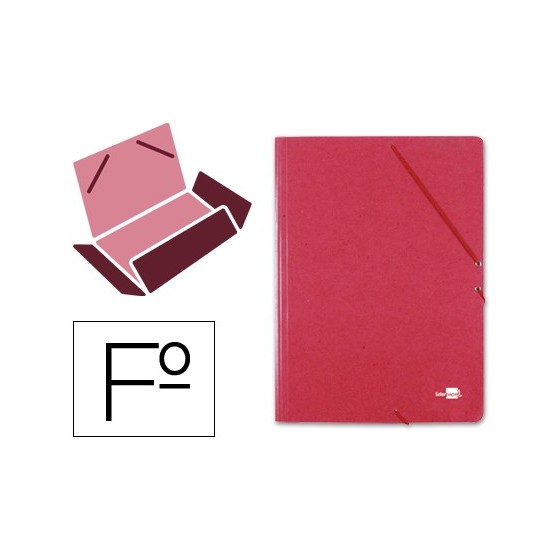 Carpeta liderpapel gomas folio 3 solapas carton simil prespan roja