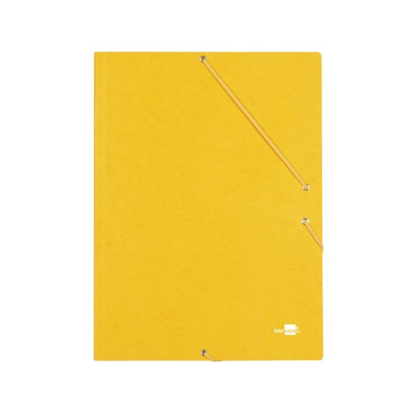 Carpeta liderpapel gomas folio 3 solapas carton simil prespan amarilla