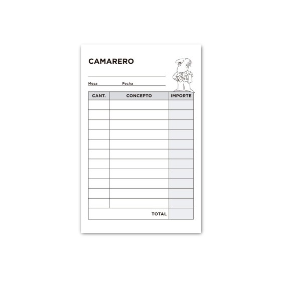 Talonario liderpapel camarero bolsillo original y 2 copias t350