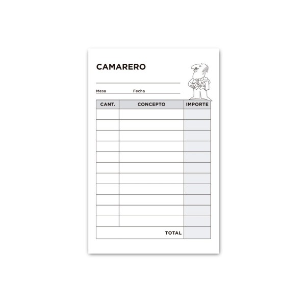 Talonario liderpapel camarero bolsillo original y 2 copias t350