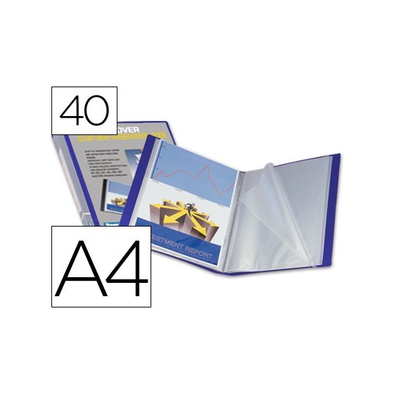 Carpeta liderpapel personaliza 37732 40 fundas canguro polipropileno din a4 azul portada y lomo personalizable