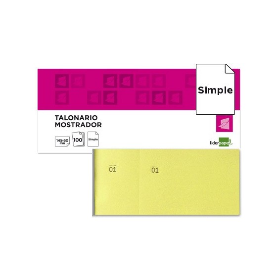 Talonario liderpapel mostrador 60x145 mm tl01 amarillo con matriz