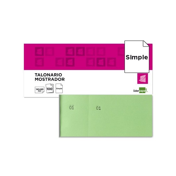 Talonario liderpapel mostrador 60x145 mm tl06 verde con matriz