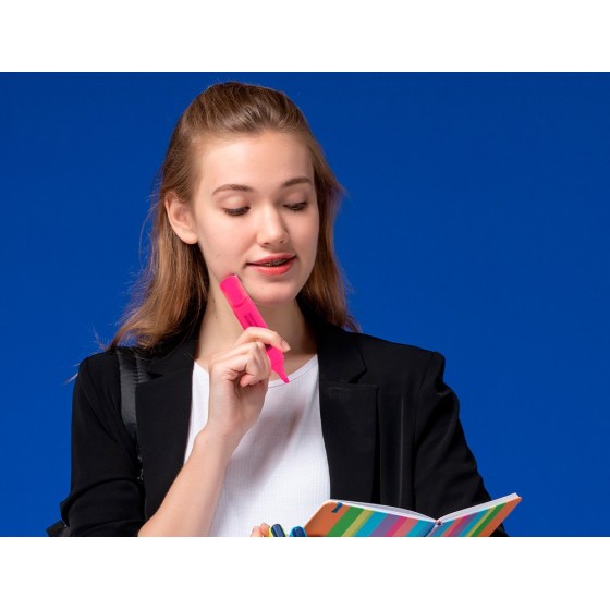 Rotulador q-connect fluorescente rosa punta biselada