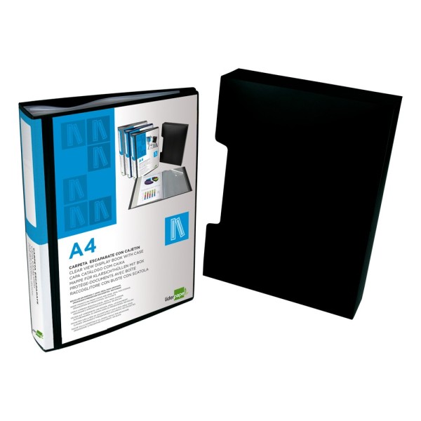 Carpeta liderpapel personaliza 37865 100 fundas polipropilenodin a4 negra con cajetin