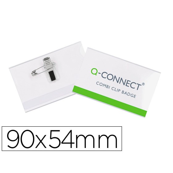 Identificador con pinza e imperdible q-connect kf01567 54x90 mm