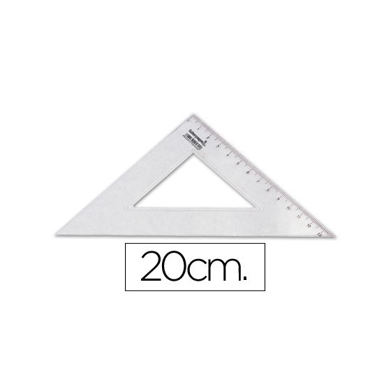 Escuadra liderpapel 20 cm plastico cristal