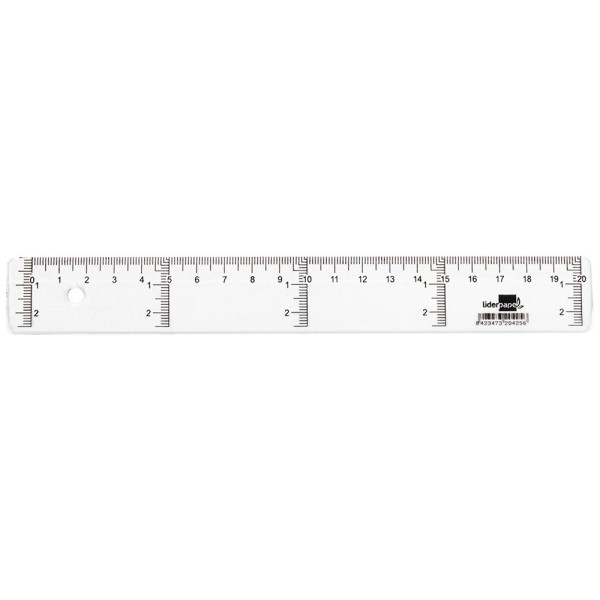 Regla liderpapel plastico cristal 20 cm