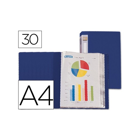 Carpeta liderpapel personaliza 37022 30 fundas polipropileno din a4 azul lomo personalizable