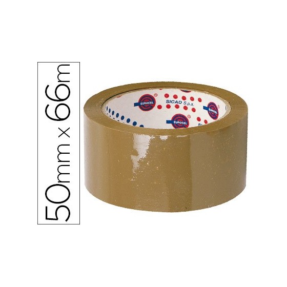 Cinta adhesiva eurocel polipropileno havana 66 mt x 50 mm para embalaje