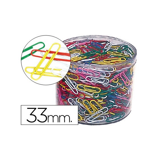 Clips colores liderpapel bote 1000 unidades colores surtidos