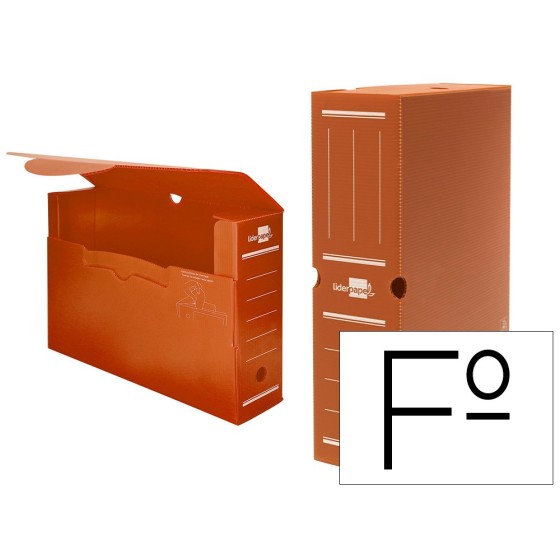 Caja archivo definitivo plastico liderpapel marron 360x260x100 mm
