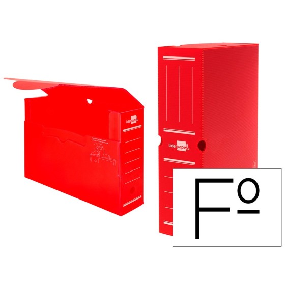 Caja archivo definitivo plastico liderpapel rojo 360x260x100 mm