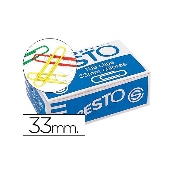 Clips colores presto caja de 100 unidades colores surtidos