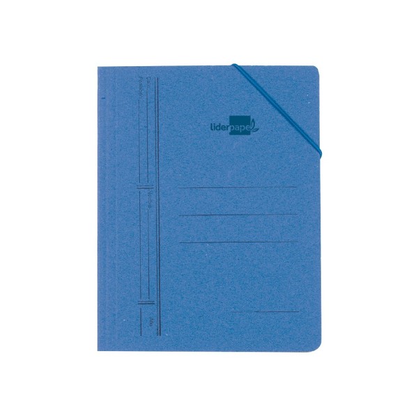 Carpeta liderpapel gomas folio bolsa carton pintado azul