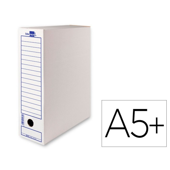 Caja archivo definitivo liderpapel ecouse carton 100% reciclado 103 cuarto 278x213x105mm 325g/m2