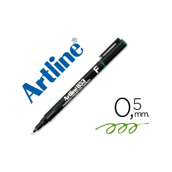 Rotulador artline retroproyeccion punta fibra permanente ek-853 verde -punta redonda 0.5 mm