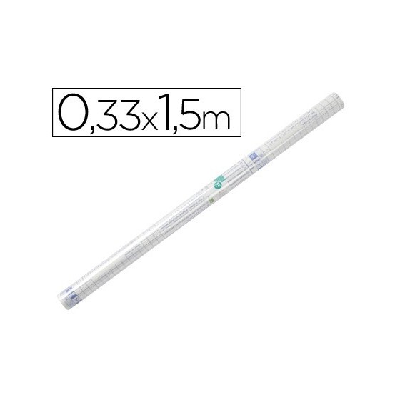 Rollo plastico adhesivo liderpapel 0.33x1.50 50 mc -forralibros removible
