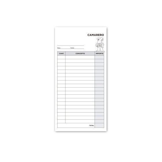 Talonario liderpapel camarero 3/fº original y copia t214