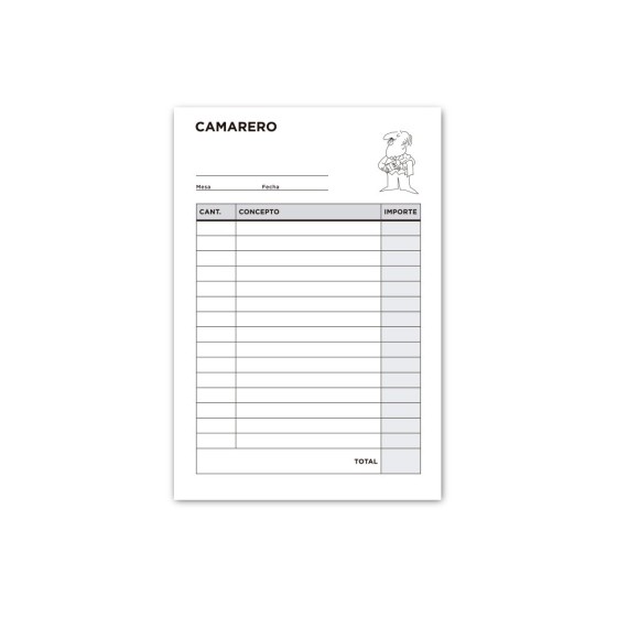 Talonario liderpapel camarero 8º original y 2 copias t302