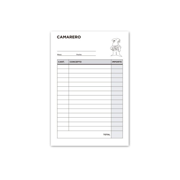 Talonario liderpapel camarero 8º original y 2 copias t302